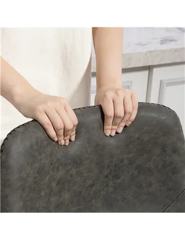 HOMCOM Bar Stools Set of 2, PU Leather Dining Stools with Backrest, Footrest, for Kitchen, Counter, Breakfast Bar, Grey