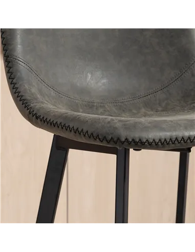 HOMCOM Bar Stools Set of 2, PU Leather Dining Stools with Backrest, Footrest, for Kitchen, Counter, Breakfast Bar, Grey