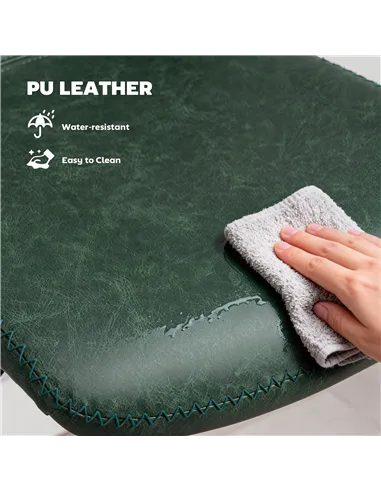 HOMCOM Bar Stools Set of 2, PU Leather Barstools with Backrest and Footrest for Kitchen, Counter, Breakfast Bar, Green