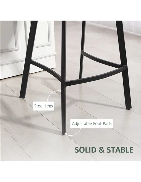 HOMCOM Bar Stools Set of 2, PU Leather Dining Stools with Backrest, Footrest, for Kitchen, Counter, Breakfast Bar, Green