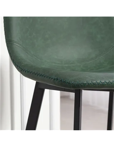 HOMCOM Bar Stools Set of 2, PU Leather Dining Stools with Backrest, Footrest, for Kitchen, Counter, Breakfast Bar, Green