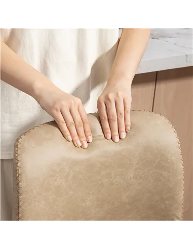 HOMCOM Bar Stools Set of 2, PU Leather Barstools with Backrest and Footrest for Kitchen, Counter, Breakfast Bar, Light Brown