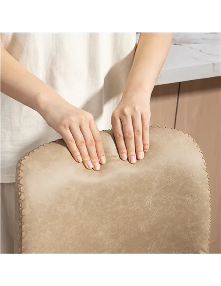 HOMCOM Bar Stools Set of 2, PU Leather Barstools with Backrest and Footrest for Kitchen, Counter, Breakfast Bar, Light Brown