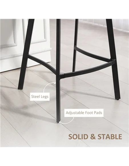 HOMCOM Bar Stools Set of 2, PU Leather Dining Stools with Backrest, Footrest, for Kitchen, Counter, Breakfast Bar, Light Brown