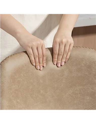 HOMCOM Bar Stools Set of 2, PU Leather Dining Stools with Backrest, Footrest, for Kitchen, Counter, Breakfast Bar, Light Brown