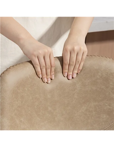 HOMCOM Bar Stools Set of 2, PU Leather Dining Stools with Backrest, Footrest, for Kitchen, Counter, Breakfast Bar, Light Brown