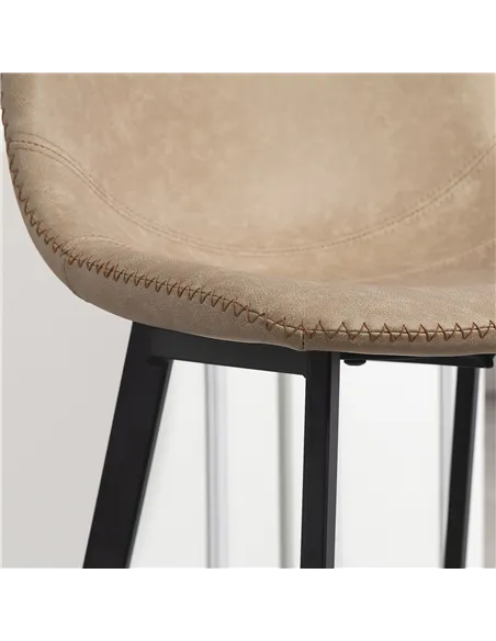 HOMCOM Bar Stools Set of 2, PU Leather Dining Stools with Backrest, Footrest, for Kitchen, Counter, Breakfast Bar, Light Brown