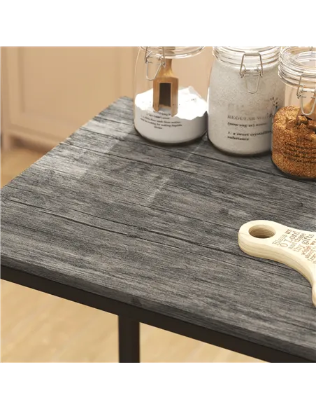 HOMCOM 3-Piece Bar Table Set with 2 Stools, Industrial Breakfast Bar Set with Footrest, Backrest for Dining Room, Small Space