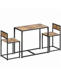 HOMCOM 3 Piece Table Stool Set - Rustic Brown