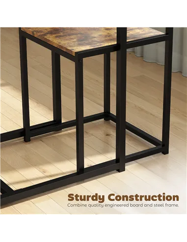 HOMCOM 3 Piece Table Stool Set - Rustic Brown