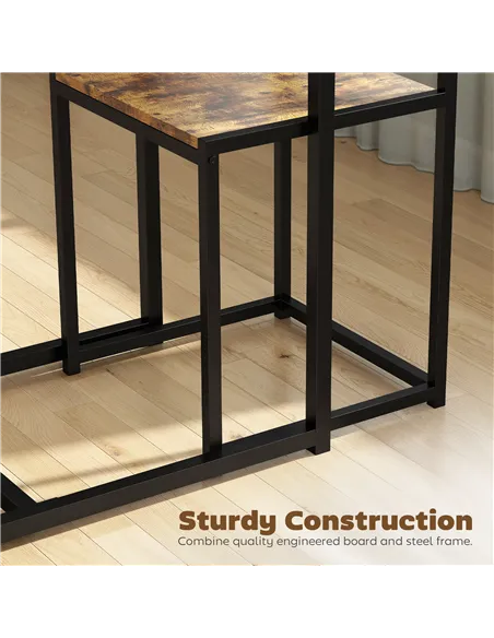 HOMCOM 3 Piece Table Stool Set - Rustic Brown