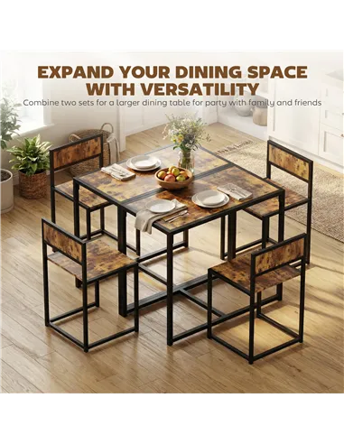 HOMCOM 3 Piece Table Stool Set - Rustic Brown