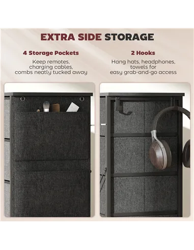 HOMCOM Chest of Ten Fabric Drawers - Charcoal Grey