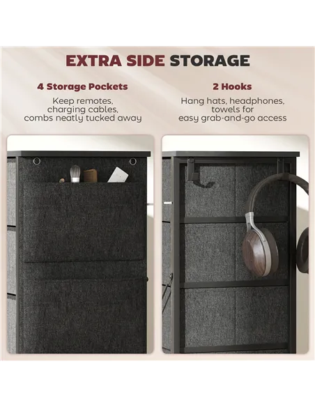 HOMCOM Chest of Ten Fabric Drawers - Charcoal Grey