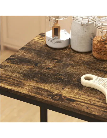 HOMCOM 3-Piece Bar Table Set with 2 Stools, Industrial Breakfast Bar Set with Footrest, Backrest for Dining Room, Small Space