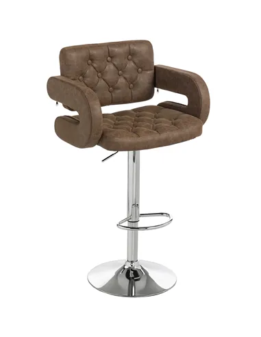 HOMCOM PU Leather Upholstered Swivel Bar Stool, Height Adjustable with Back, Armrest, Footrest, Coffee