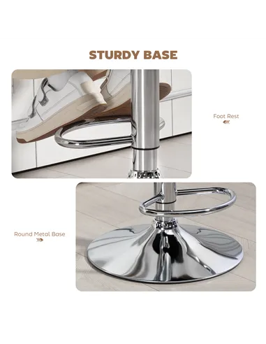 HOMCOM PU Leather Upholstered Swivel Bar Stool, Height Adjustable with Back, Armrest, Footrest, Coffee