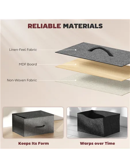 HOMCOM Chest of Ten Fabric Drawers - Charcoal Grey