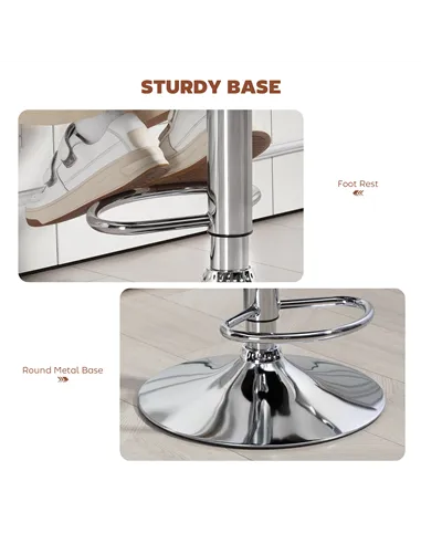 HOMCOM PU Leather Upholstered Swivel Bar Stool, Height Adjustable with Back, Armrest, Footrest, Brown