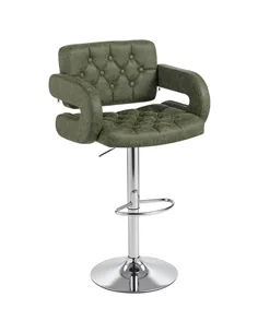 HOMCOM PU Leather Upholstered Swivel Bar Stool, Height Adjustable with Back, Armrest, Footrest, Green