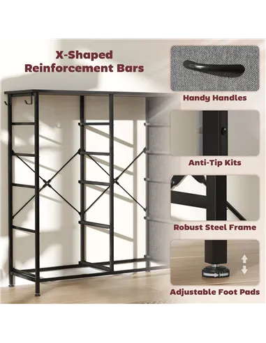 HOMCOM Chest of Ten Fabric Drawers - Charcoal Grey