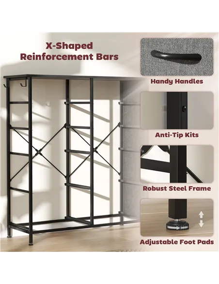 HOMCOM Chest of Ten Fabric Drawers - Charcoal Grey