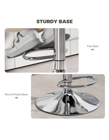 HOMCOM PU Leather Upholstered Swivel Bar Stool, Height Adjustable with Back, Armrest, Footrest, Green