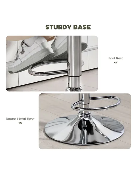 HOMCOM PU Leather Upholstered Swivel Bar Stool, Height Adjustable with Back, Armrest, Footrest, Green