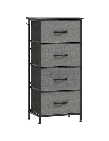 HOMCOM Chest of Four Fabric Drawers - Charcoal Grey