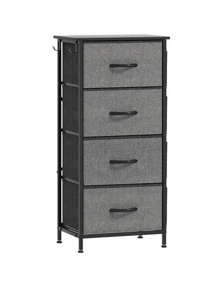 HOMCOM Chest of Four Fabric Drawers - Charcoal Grey
