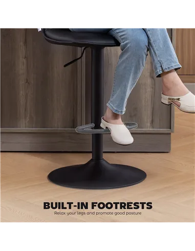 HOMCOM Set of Two Modern Faux Leather Bar Stools - Black