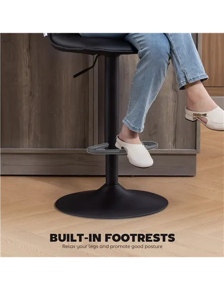 HOMCOM Set of Two Modern Faux Leather Bar Stools - Black