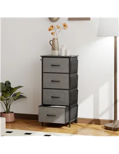 HOMCOM Chest of Four Fabric Drawers - Charcoal Grey 2