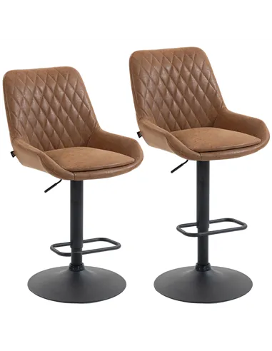 HOMCOM Set of Two Faux Leather Retro Bar Stools - Orange