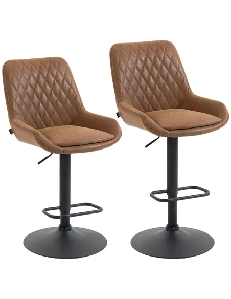 HOMCOM Set of Two Faux Leather Retro Bar Stools - Orange