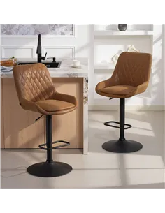HOMCOM Set of Two Faux Leather Retro Bar Stools - Orange 2