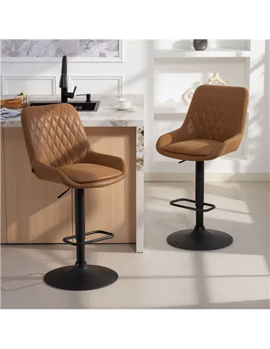 HOMCOM Set of Two Faux Leather Retro Bar Stools - Orange