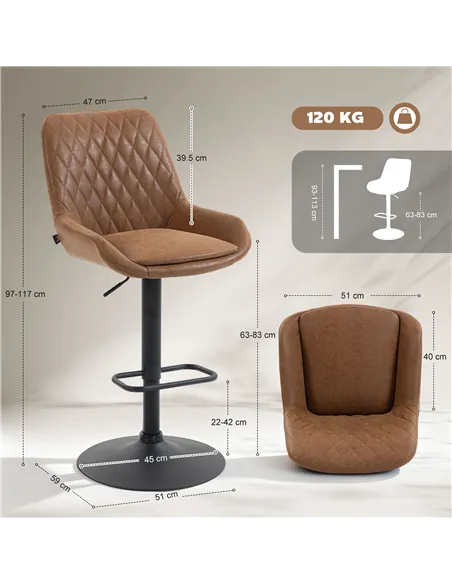 HOMCOM Set of Two Faux Leather Retro Bar Stools - Orange