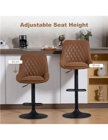 HOMCOM Set of Two Faux Leather Retro Bar Stools - Orange