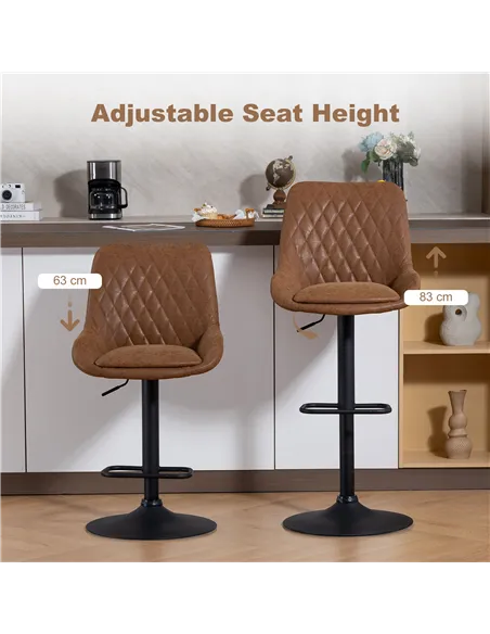 HOMCOM Set of Two Faux Leather Retro Bar Stools - Orange