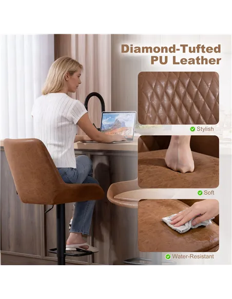 HOMCOM Set of Two Faux Leather Retro Bar Stools - Orange