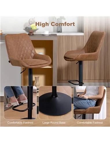 HOMCOM Set of Two Faux Leather Retro Bar Stools - Orange