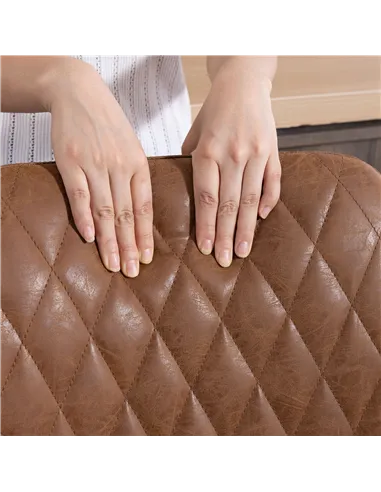 HOMCOM Set of Two Faux Leather Retro Bar Stools - Orange