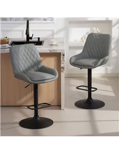 HOMCOM Set of Two Faux Leather Retro Bar Stools - Light Grey 2