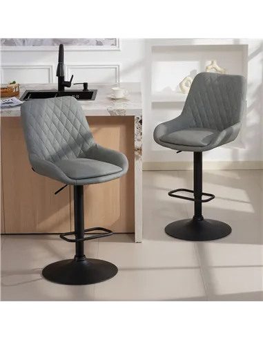 HOMCOM Set of Two Faux Leather Retro Bar Stools - Light Grey