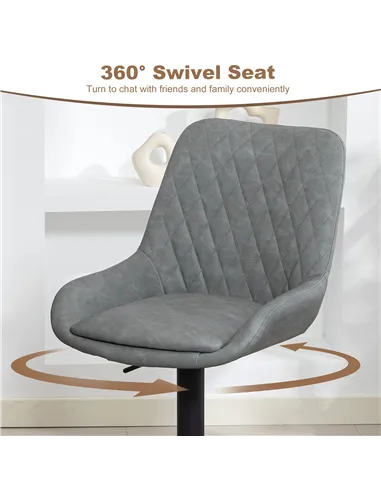 HOMCOM Set of Two Faux Leather Retro Bar Stools - Light Grey