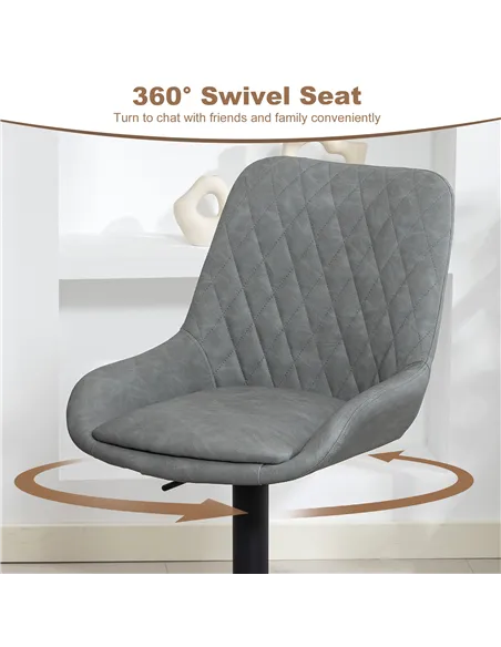 HOMCOM Set of Two Faux Leather Retro Bar Stools - Light Grey