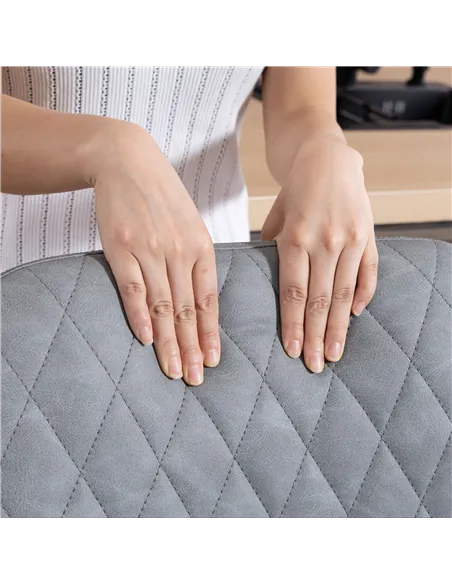 HOMCOM Set of Two Faux Leather Retro Bar Stools - Light Grey