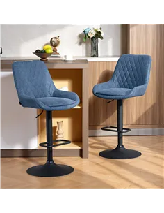 HOMCOM Set of Two Faux Leather Retro Bar Stools - Dark Blue 2