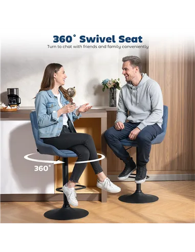 HOMCOM Set of Two Faux Leather Retro Bar Stools - Dark Blue